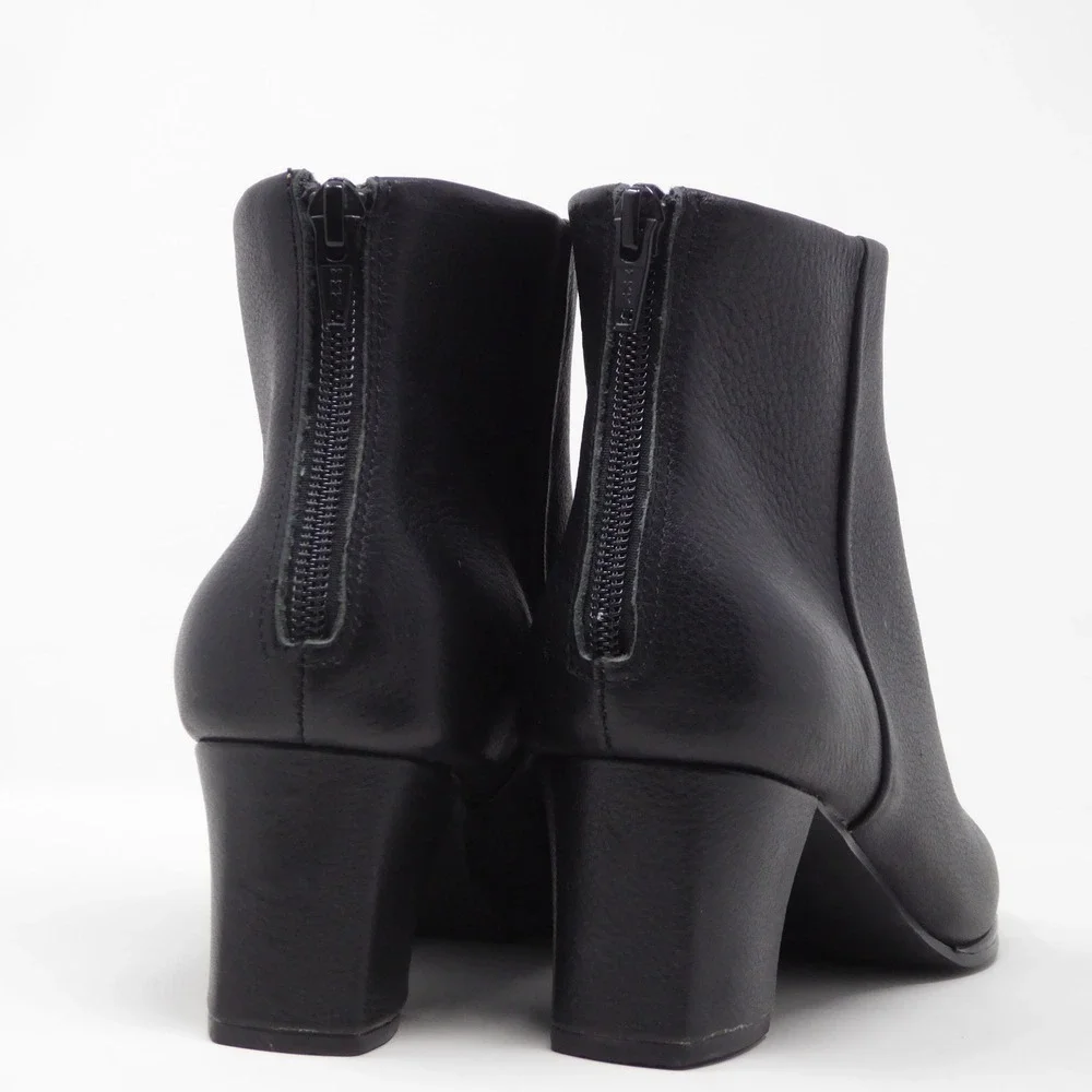 L'Amour Des Pieds Women Ankle Boots Black Leather Block Heel Size 8M